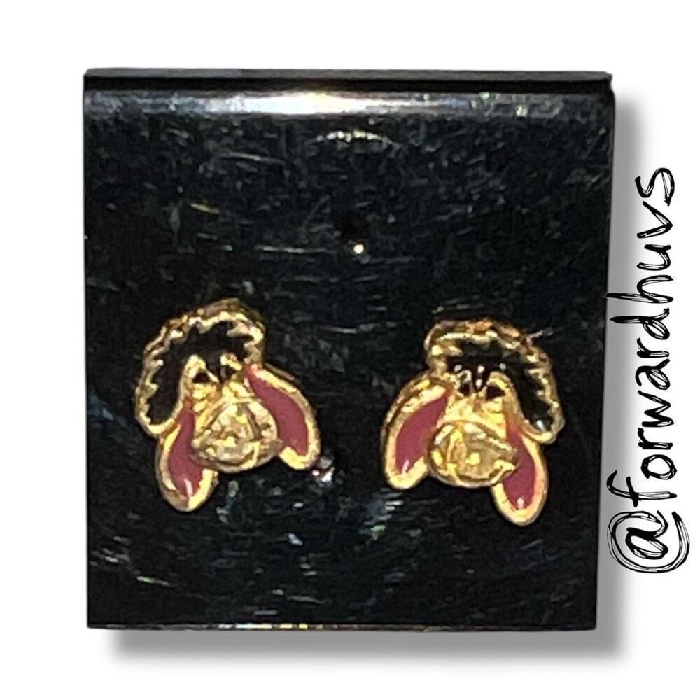 Vintage Enamel Eeyore Stud Earrings – 1/4” Wide